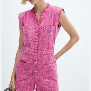 Mango Denim Pink Sleeveless Jumpsuit